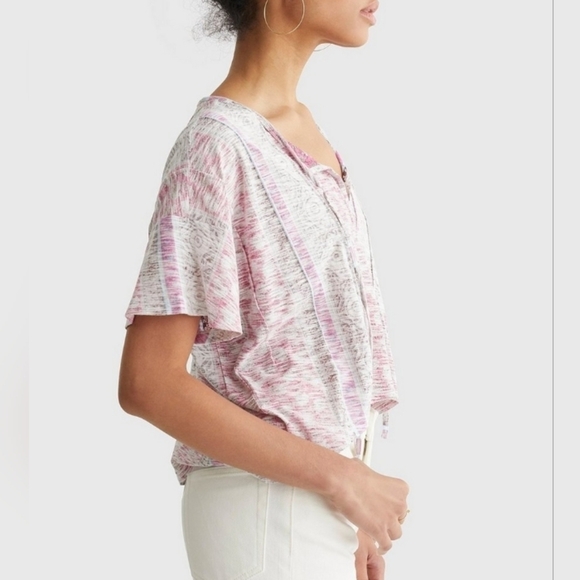 NWT Lucky Brand Pintuck Hi-Low Boho Print Top Size Large - Picture 3 of 10